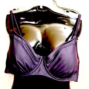 Athleta 34D/DD. navy blue convertible adjustable strap bra style bikini top EUC